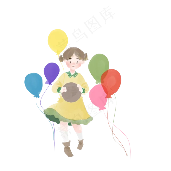儿童节气球少女(3000X3000(DPI:300))psd模版下载