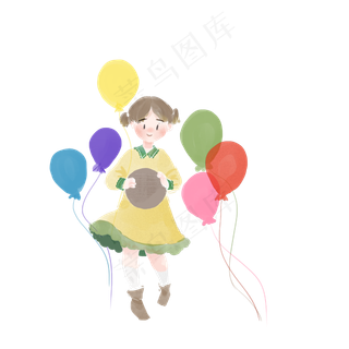 儿童节气球少女