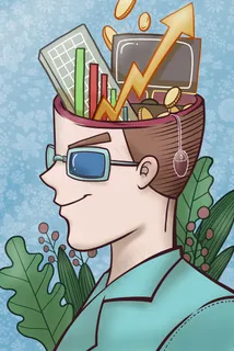 蓝色系卡通手绘风互联网商务数据趋势配图