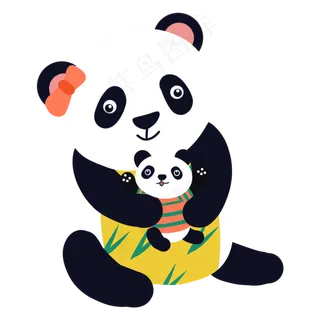 母亲节拥抱的熊猫母子