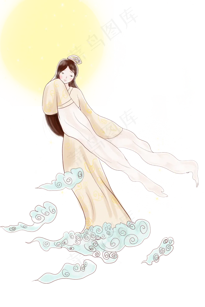 神话故事嫦娥奔月,免抠元素(2000*3000px 300 dpi )psd模版下载