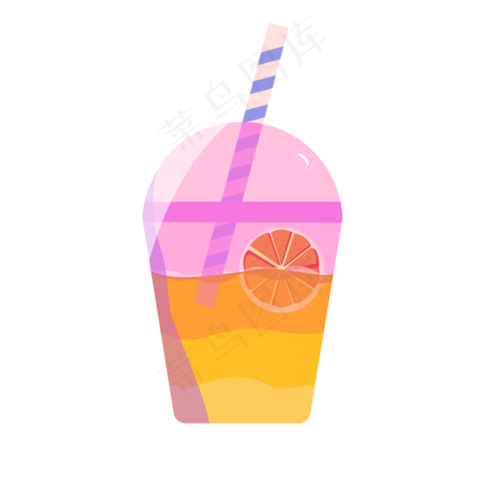 夏日清爽粉色杯子里的橙汁