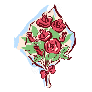 手绘花玫瑰花束