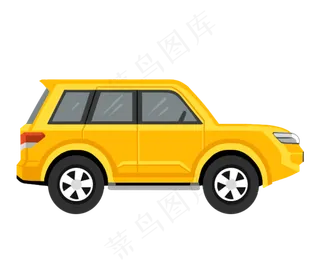 卡通手绘黄色交通玩具汽车,免抠元素
