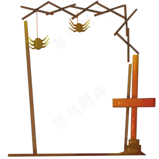 手绘万圣节十字架蜘蛛边框