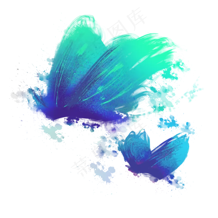 喷溅墨迹水彩蝴蝶(2000X2000(DPI:300))psd模版下载