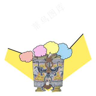 中国风国潮彩色瓷器明黄边框