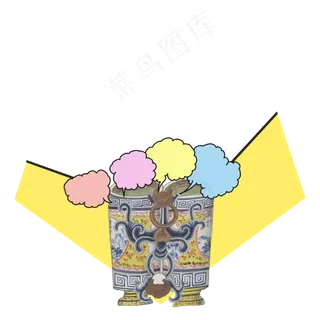 中国风国潮彩色瓷器明黄边框