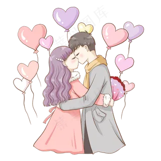 情人节男生女生情侣接吻