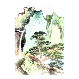 水墨国画山水青山PNG东方