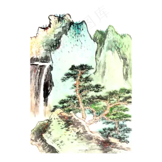 水墨国画山水青山PNG东方