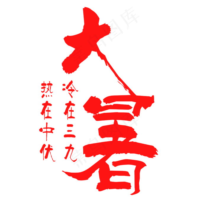 红色大暑艺术字设计(2500X2500(DPI:300))psd模版下载