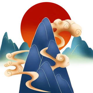 国潮风山水祥云