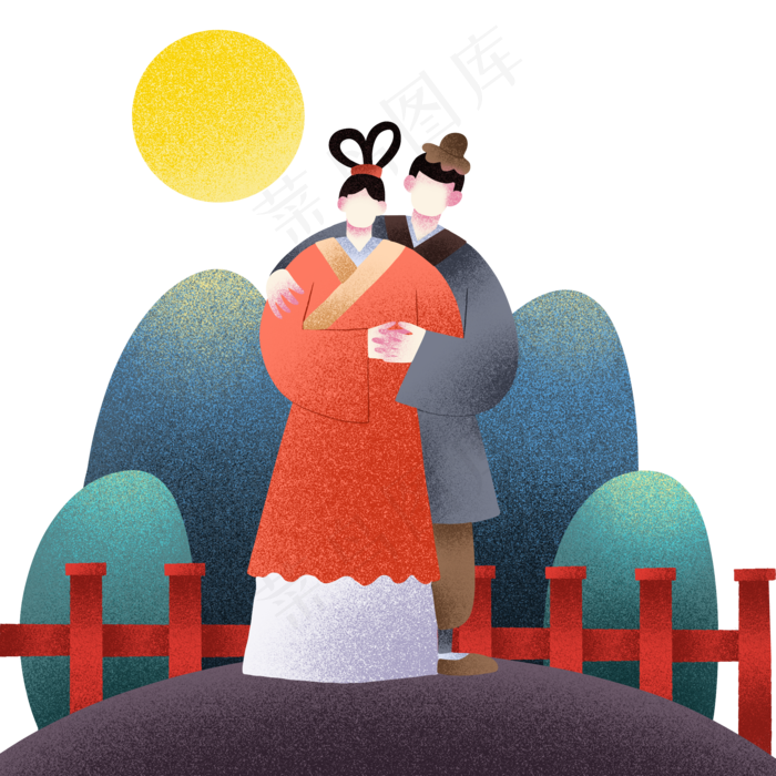 七夕爱情牛郎织女,免抠元素