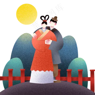 七夕爱情牛郎织女,免抠元素