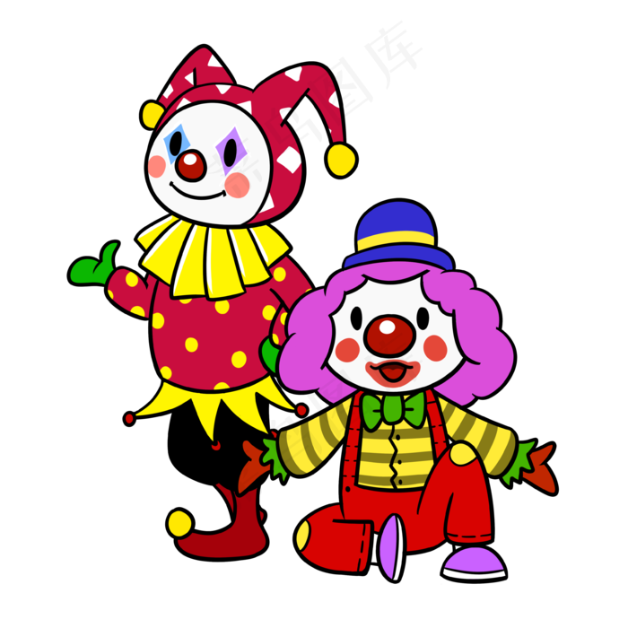 卡通愚人节小丑欢迎你png透明底