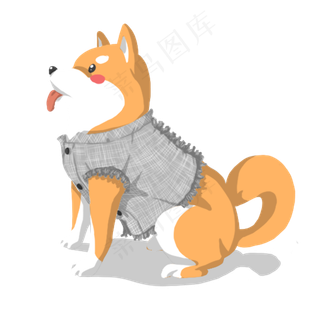 侧面穿衣服伸舌头的手绘卡通可爱,免抠元素