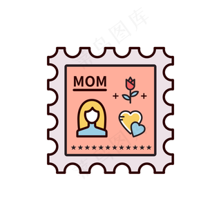 彩色母亲可爱扁平邮票