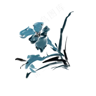 水墨国画花草手绘,免抠元素 水墨国画花草手绘,免抠元素