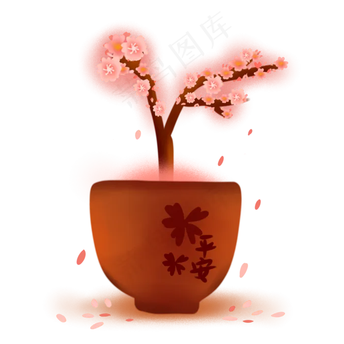 樱花树苗樱花盆栽,免抠元素(2077X2077(DPI:300))psd模版下载