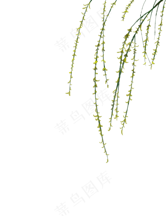 清明节漂浮柳叶手绘(2000X2600(DPI:300))psd模版下载
