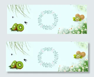 绿色小清新秋季水果猕猴桃电商banner