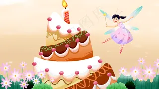 黄色系卡通手绘风美食蛋糕仙子配图