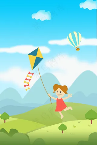 儿童节户外放风筝