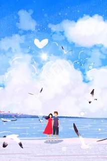 520夏天情侣海边散步海鸥治愈系 520夏天情侣海边散步海鸥治愈系