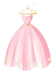 婚礼粉色美丽吊带裙,免抠元素