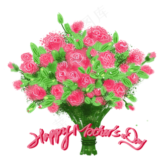 手绘康乃馨花束母亲节装饰免费下