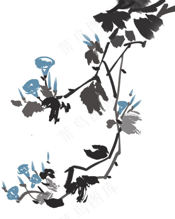 水墨中国风古风牵牛花(2000X2500(DPI:300))psd模版下载