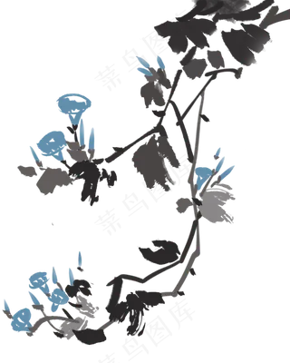 水墨中国风古风牵牛花