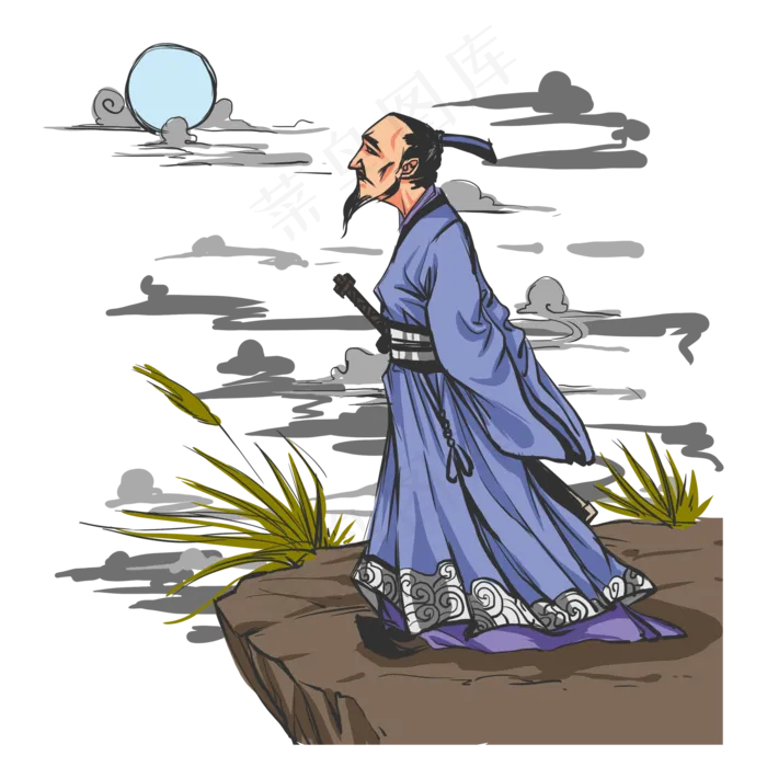 端午节古风屈原人物(2000X2000(DPI:300))psd模版下载