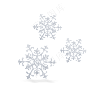 圣诞节银色雪花精致发光装饰,免抠元素