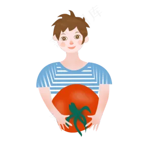 小男孩拿着西红柿免抠图