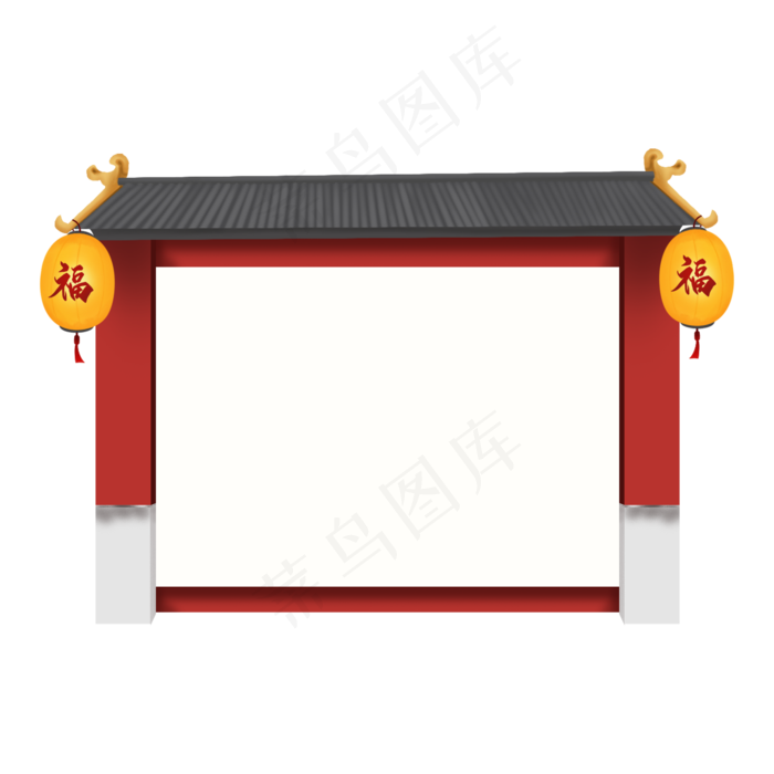 中国风古风屋檐边框(2000X2000(DPI:300))psd模版下载