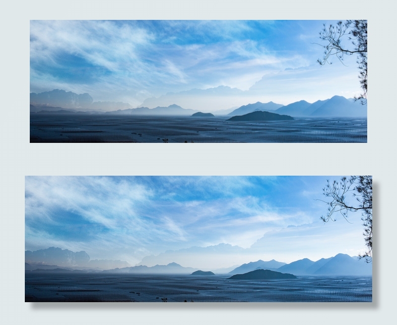 夏日清晨中的远山