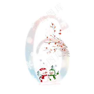 冬天雪人数字6