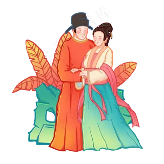 淡雅国风中国古代情人