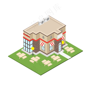 2D独栋快餐店矢量图片,免抠元素