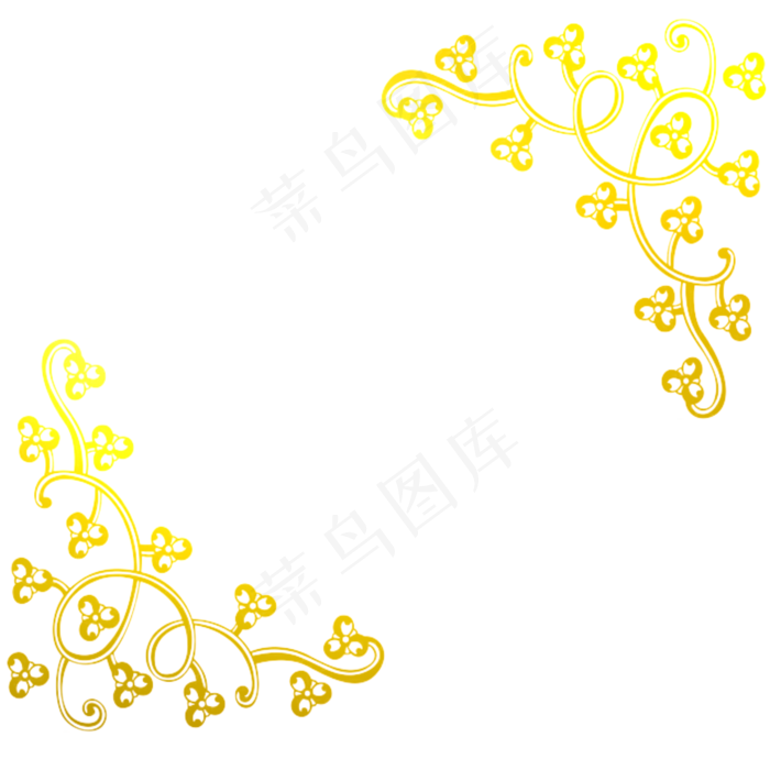 金色三叶草花藤角框(2000*2000px 300 dpi )