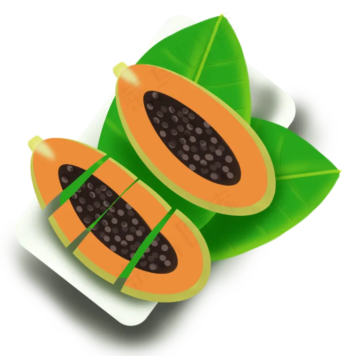 果水果瓜木瓜木瓜籽两叶底切(2000X2000(DPI:300))psd模版下载