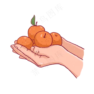 卡通手绘手捧橘子PNG免抠素材 卡通手绘手捧橘子PNG免抠素材