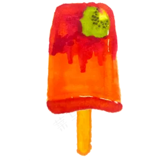 红色水果冰棒新鲜美味