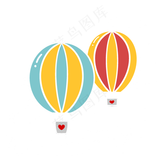 彩色卡通热气球PNG素材