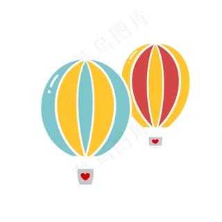 彩色卡通热气球PNG素材