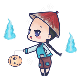 中元节卡通小僵尸,免抠元素