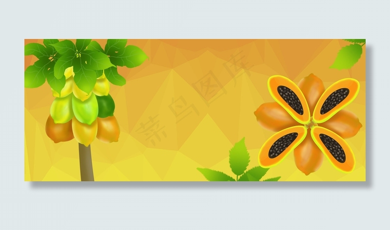 木瓜季节水果促销海报背景