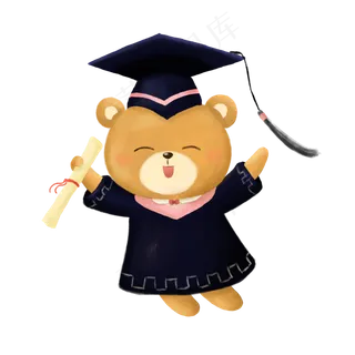 卡通博士帽动物小熊素材